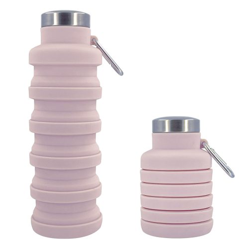 New Pink Retractable Portable Silicone Water Bottle