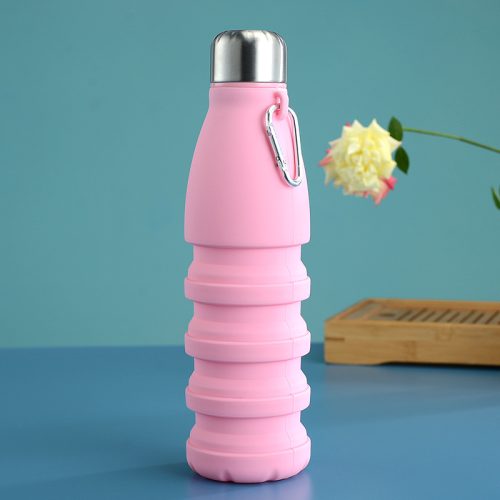 550ML Portable Retractable Silicone Water Bottle with Carabiner
